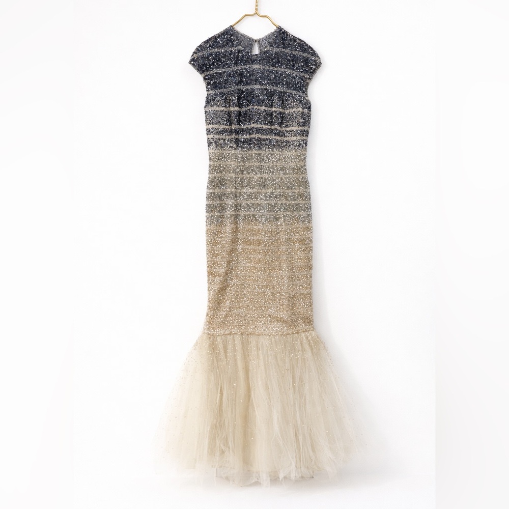 Pamella Roland Runway Ombre Sequin Mermaid couture Gown Beaded Evening Dress 12